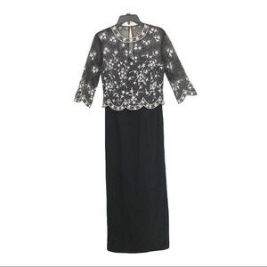 Macis Embellished Black/Silver Formal Maxi Dress Size 6